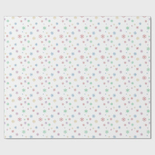 Minimal Christmas Coloured Snowflakes Packaging Wrapping Paper