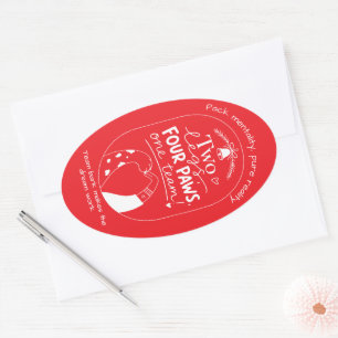 Minimal Christmas Dog Magnet Oval Sticker