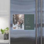 Minimal Christmas Forest Green Photo Magnetic Card<br><div class="desc">A stylish modern holiday photo flat greeting card with a modern minimal typography quote "all is merry and bright" paired with a handwritten script font for your family name in white with a dark forest green feature colour in a 'scandi' scandinavian design style. The greeting, name and year can be...</div>