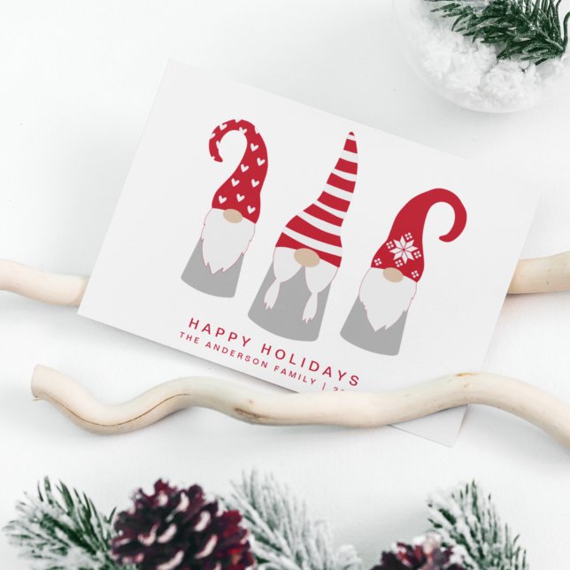 Minimal Christmas Gnomes Holiday Card (Creator Uploaded)