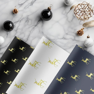 Minimal Christmas Gold Reindeer Wrapping Paper Sheet