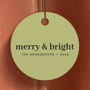 Minimal Christmas   Merry and Bright Olive Green Favour Tags