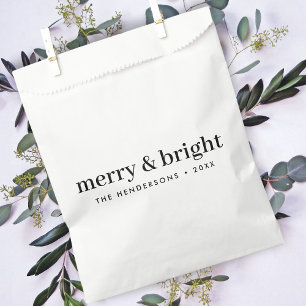 Minimal Christmas   Merry and Bright Simple White Favour Bag