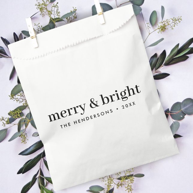Minimal Christmas | Merry and Bright Simple White Favour Bag (Creator Uploaded)
