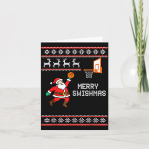 Minimal Christmas Merry Swishmas Ugly Basketball Card