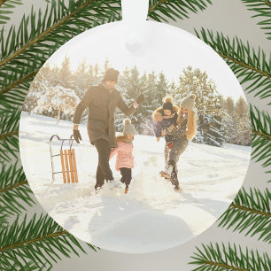 Minimal Christmas Modern Stylish Family Photo Ornament
