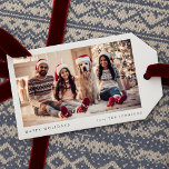 Minimal Christmas Photo | Modern Family Portrait Gift Tags<br><div class="desc">A stylish holiday photo gift tag with classic typography “Happy Holidays” in black on a clean simple minimalist white background with a white border. The photo, name and greeting can be easily customised for a personal touch. A simple, minimalist and contemporary christmas design to stand out this holiday season! The...</div>