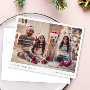 Minimal Christmas Photo   Modern Family Portrait Holiday Postcard