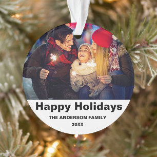 Minimal Christmas Photo Modern Family Portrait Ornament