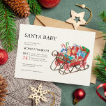 Minimal Christmas Santa Baby Shower Winter Invitat Invitation<br><div class="desc">Santa BABY! Perfect winter Christmas baby shower theme with a minimalist design invitation featuring a watercolor car with a Christmas tree.</div>