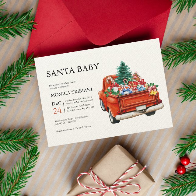Minimal Christmas Santa Baby Shower Winter Invitation (Creator Uploaded)