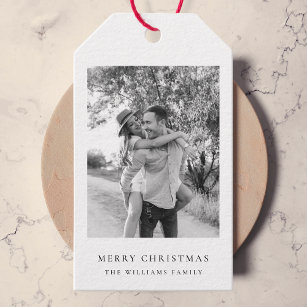 Minimal Christmas   Simple Black and White Photo Gift Tags
