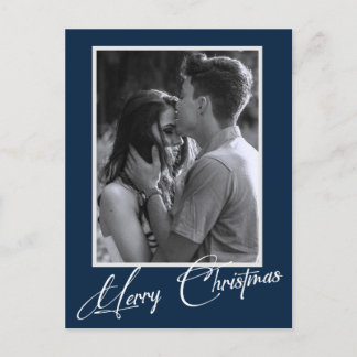 Minimal Christmas | Simple Black and White Photo  Postcard