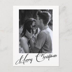 Minimal Christmas   Simple Black and White Photo Postcard