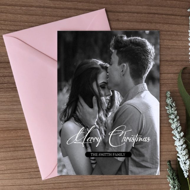 Minimal Christmas | Simple Black and White Photo  Postcard (Creator Uploaded)