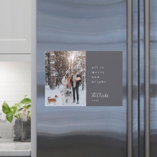 Minimal Christmas Slate Grey Photo Magnetic Card