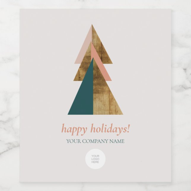 Minimal Christmas Tree Logo Gift Wine Label (Single Label)