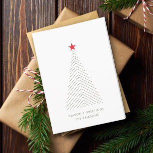 Minimal Christmas Tree   Red Star Clean Simple Hol Holiday Card