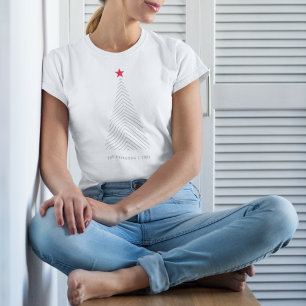 Minimal Christmas Tree   Red Star Clean Simple T-Shirt
