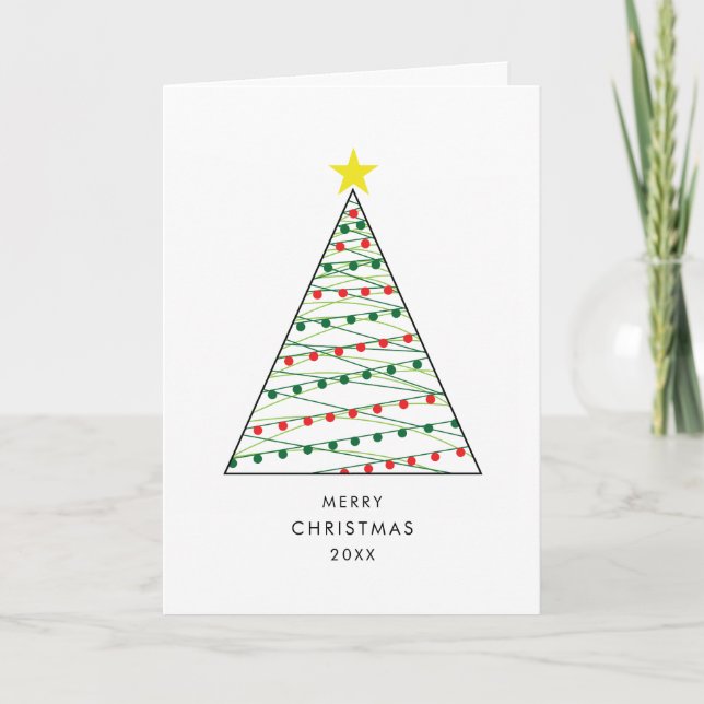 Minimal Christmas Tree Star Clean Simple Holiday Card (Front)