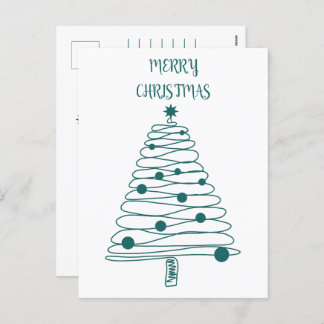 Minimal Christmas Tree star  Merry Christmas Holid Holiday Postcard