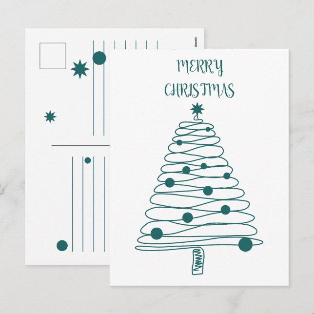 Minimal Christmas Tree star  Merry Christmas Holid Holiday Postcard (Front/Back)