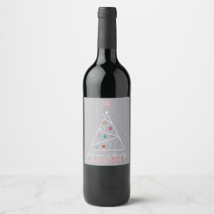 Minimal Christmas Tree Wine Label