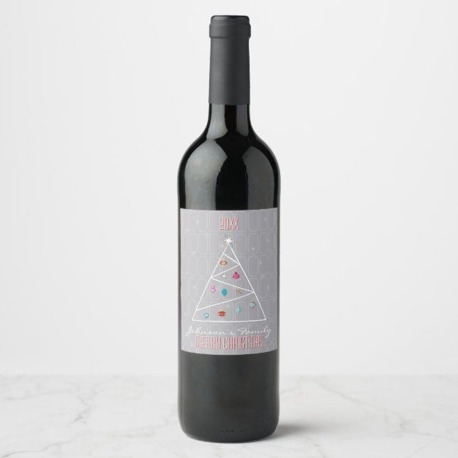 Minimal Christmas Tree Wine Label (Front)
