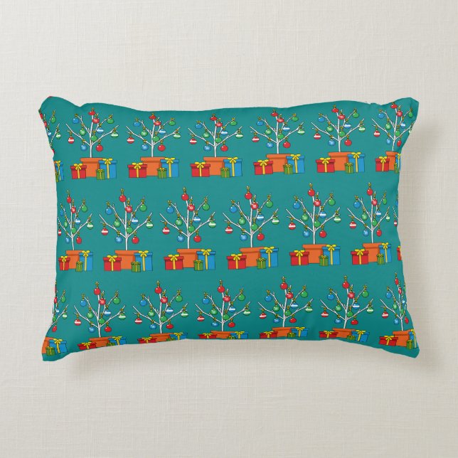 Minimal Christmas Tree with Presents Decorative Cushion (Front)