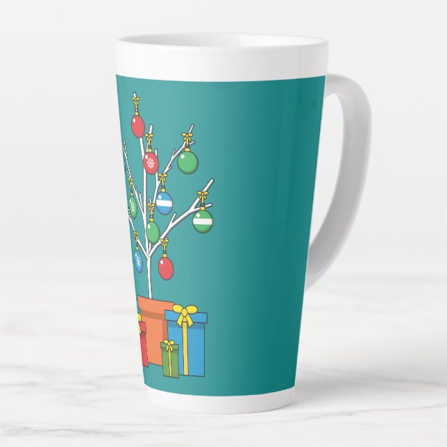 Minimal Christmas Tree with Presents Latte Mug (Right Angle)