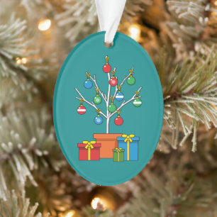 Minimal Christmas Tree with Presents Ornament