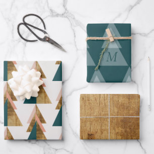 Minimal Christmas Tree Wrapping Paper Sheet