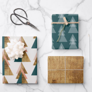Minimal Christmas Tree Wrapping Paper Sheet