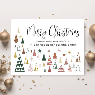 Minimal Christmas Trees Business QR Code Corporate Holiday Card