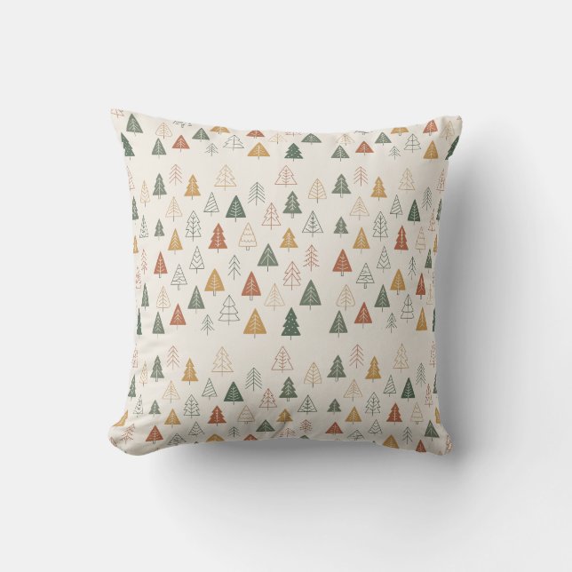 Minimal Christmas Trees Pattern Cushion (Front)