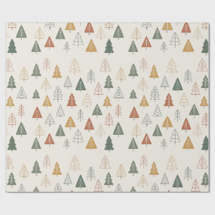 Minimal Christmas Trees Pattern Wrapping Paper