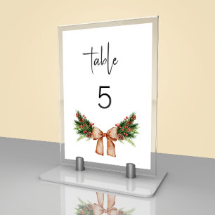 Minimal Christmas Wedding Table Number