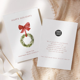 Minimal Christmas Wreath Corporate Holiday Card