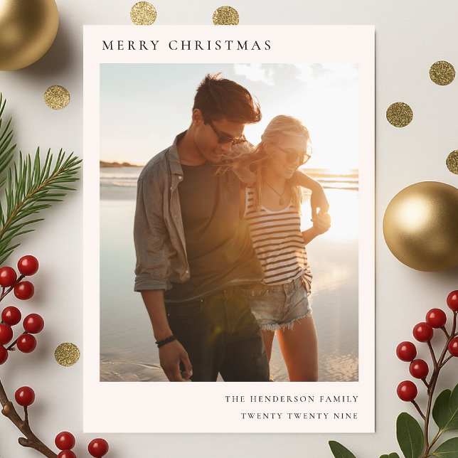 Minimal Chritmas Photo Card | Holiday Flat Cards (Share modern festive style with a minimalist Merry Christmas photo card by Guava)