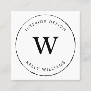 Minimal Circle Business Monogram Branding Design Square Business Card