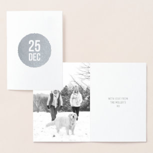 Minimal Circle Christmas Card   Silver Foil 25 Dec