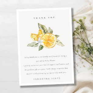 Minimal Citrus Lemon Botanical Boho Baby Shower Thank You Card