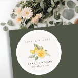 Minimal Citrus Lemon Botanical Boho Wedding Classic Round Sticker<br><div class="desc">If you need any further customisation please feel free to message me on yellowfebstudio@gmail.com.</div>