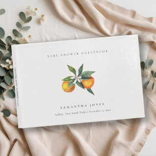 Minimal Citrus Orange Botanical Boho Baby Shower Guest Book