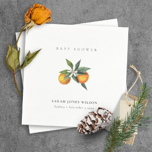 Minimal Citrus Orange Botanical Boho Baby Shower Napkin