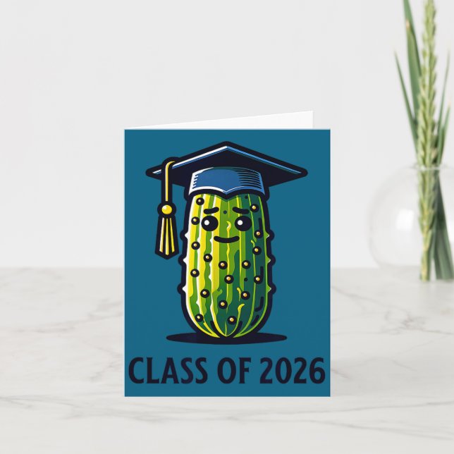 Minimal Class 2026 Graduation Pickle Trendy Card (Front)