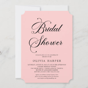 Minimal Classic Black Script Bridal Shower Invitation