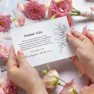 Minimal Classic Black & White Funeral Thank You Card