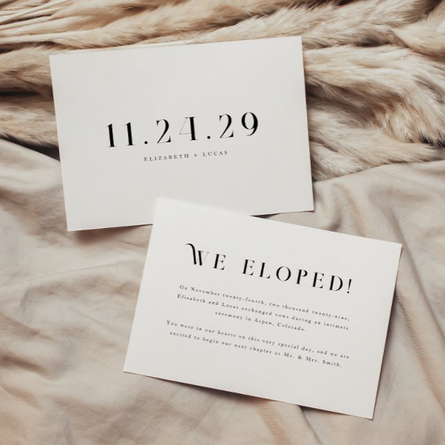 Minimal Classic Black & White Wedding Elopement Announcement (Creator Uploaded)