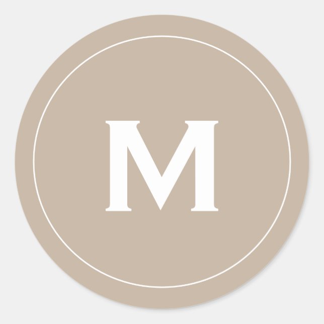 Minimal Classic Block Monogram  Round Sticker (Front)